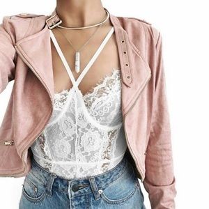 NWT White lace bustier body suit